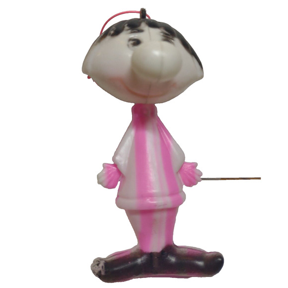 Vintage Plastic Mod Groovy Hippie Doll Blow Mold Christmas Ornament Hong Kong - Picture 1 of 8